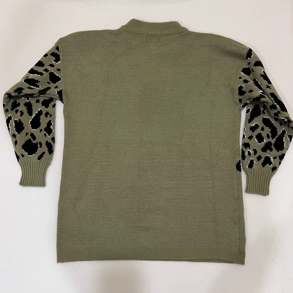 Vintage Leopard Big Cat Intarsia Mock Neck Sweater - Picture 2 of 5